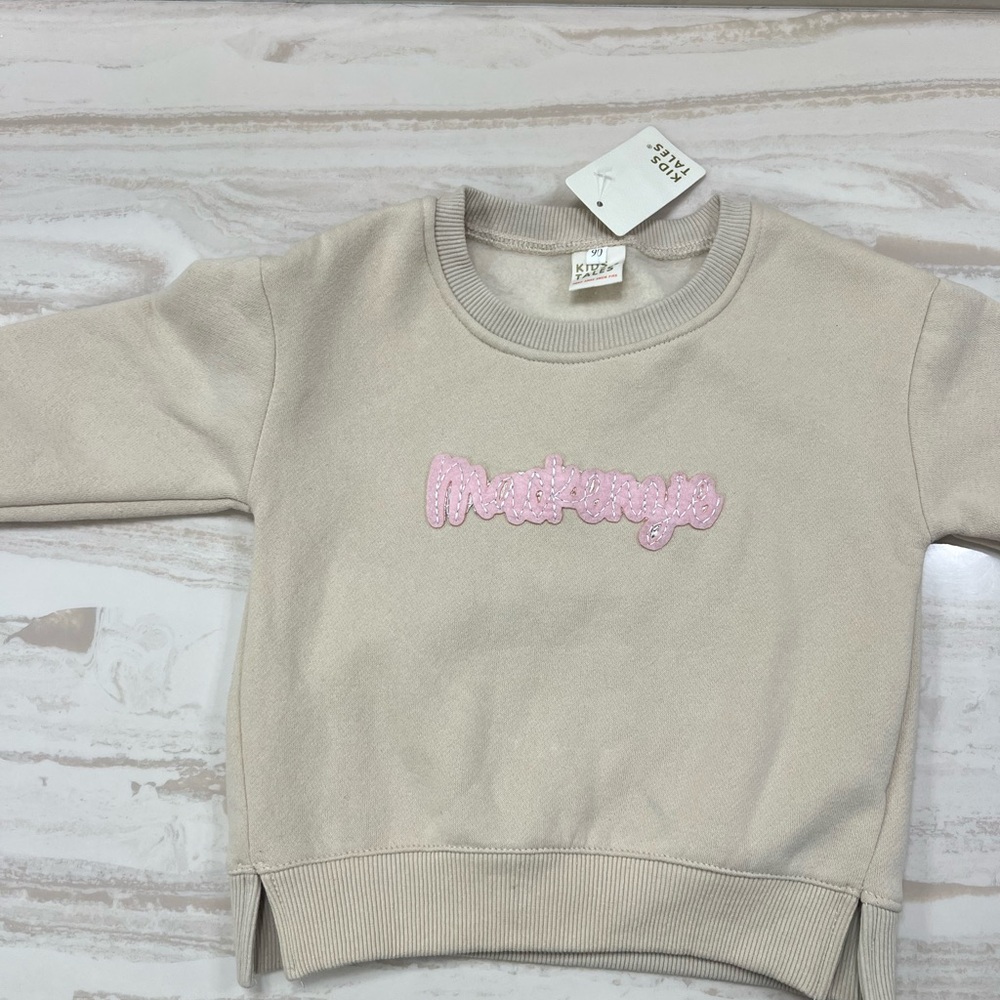 2t Kids tails custom sweatshirt Mackenzie tan and pink nwt
